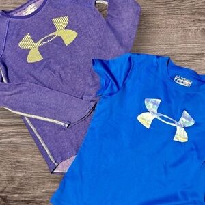 Under Armour Long Short Sleeve Tees Top Shirt Purple Blue Tshirt summer SZ M